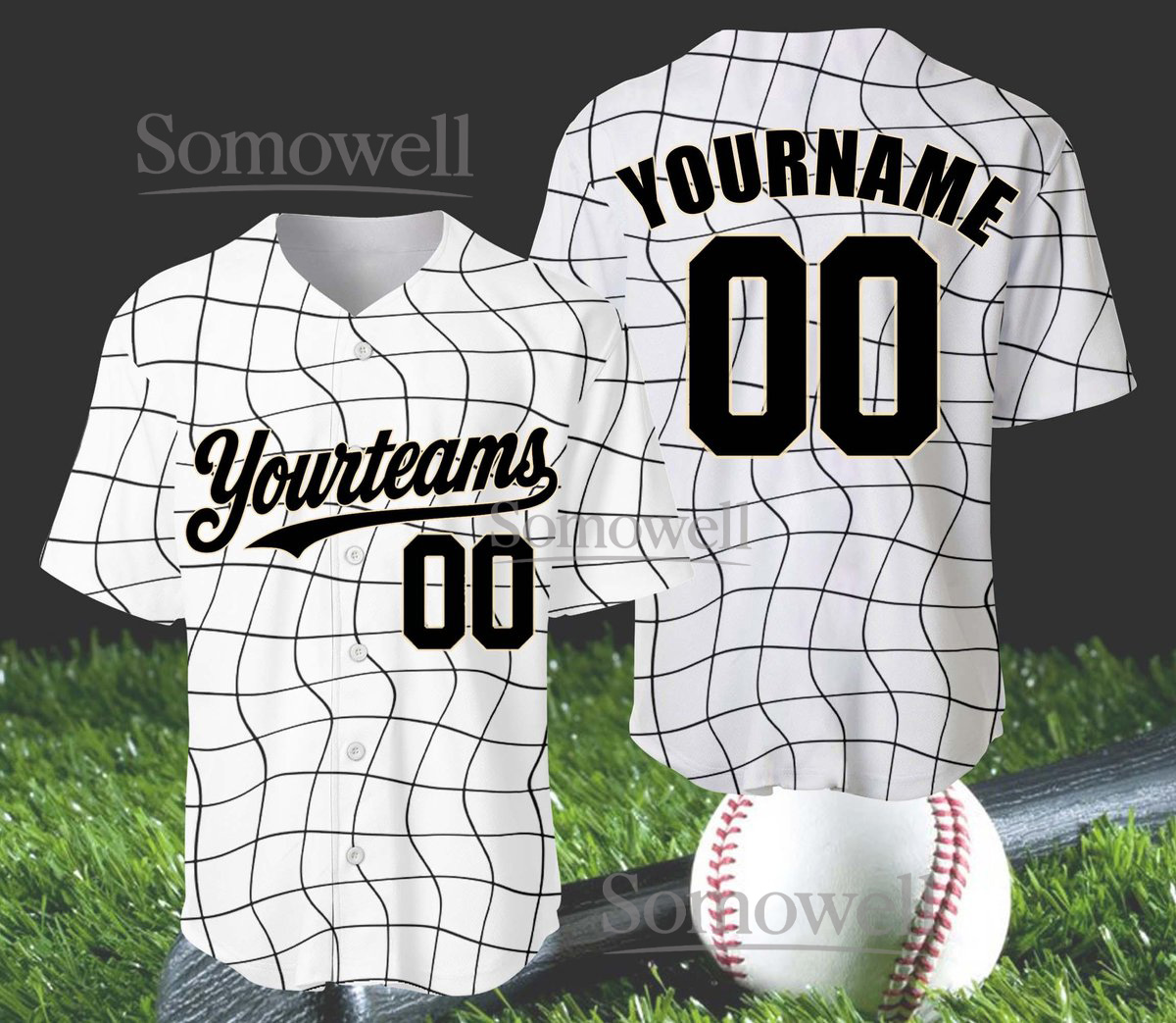 Custom Pinstripe Baseball Jersey with Team Name & Number, Personalized Sports Shirt