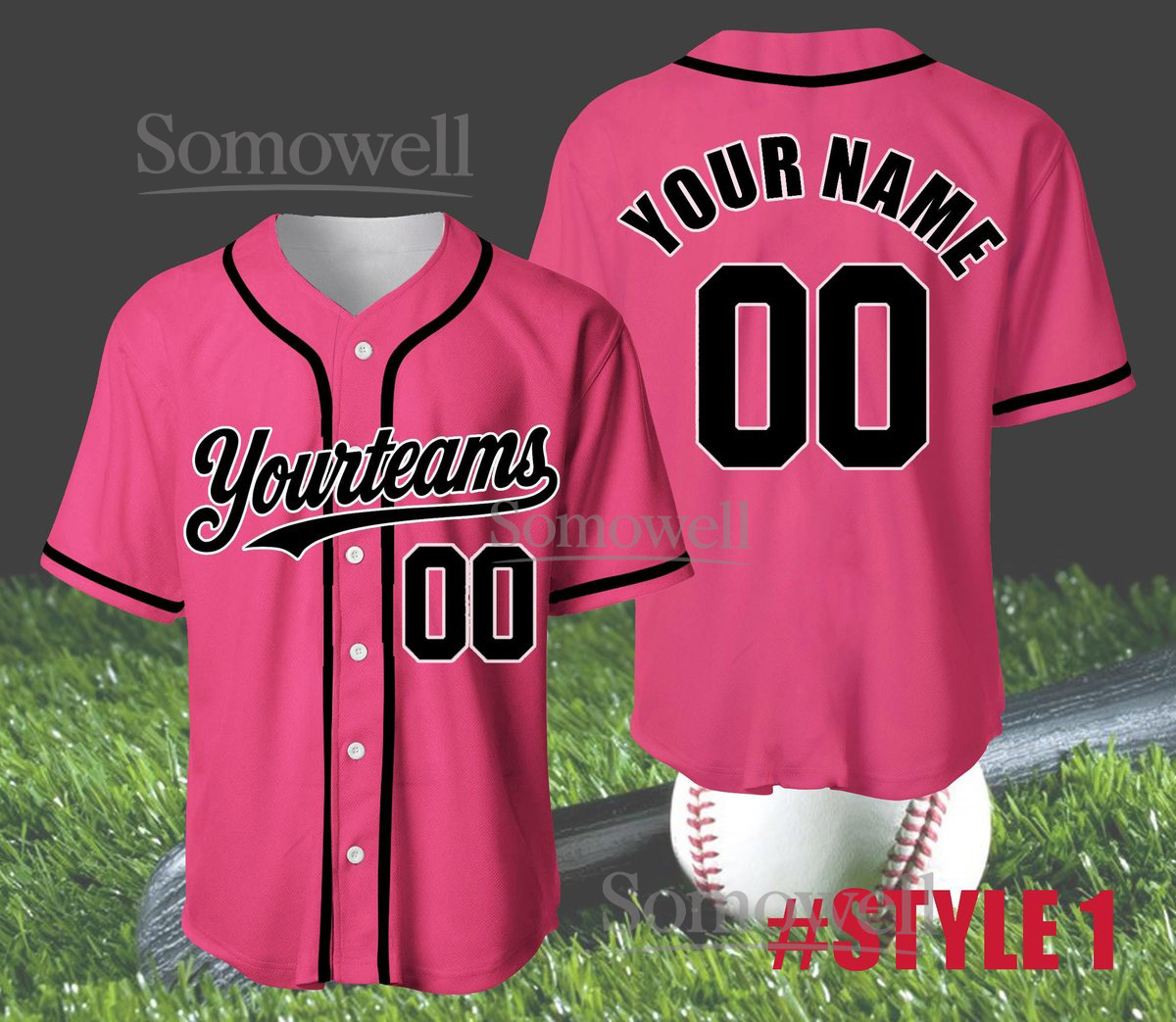 Personalized Halloween Bowling Team Baseball Jersey with Pins and Ball