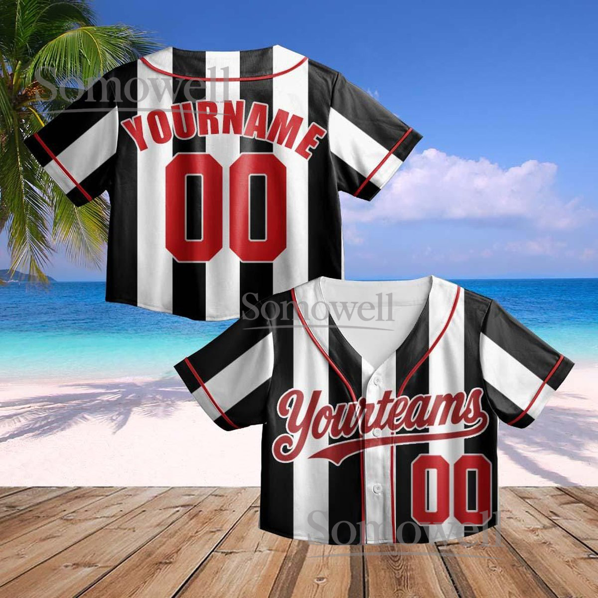 Custom Pinstripe Crop Baseball Jersey Team Name Number Classic Striped Edition Available in Multiple Colors