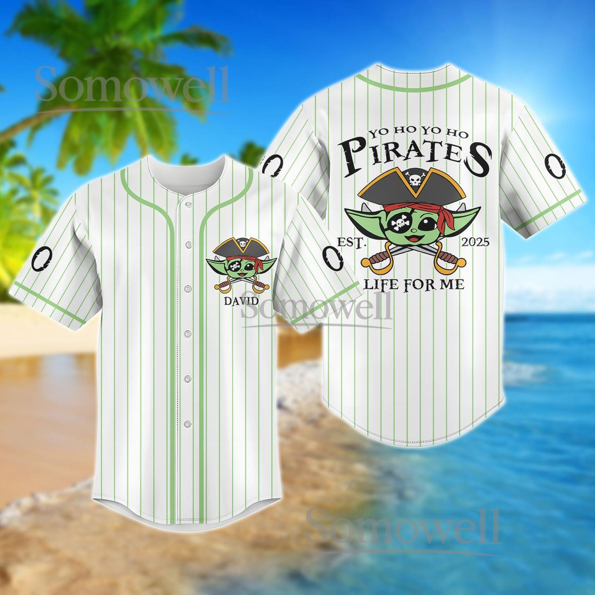 Custom Pirate Baby Yoda Baseball Jersey Shirt Personalized Star Wars Gift