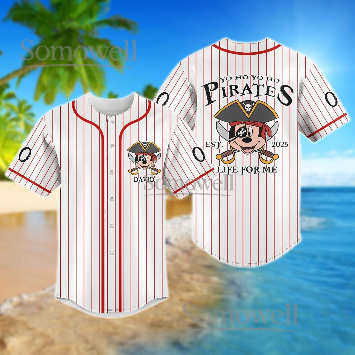 Custom Pirate Mickey Baseball Jersey Shirt Disney Pirate Crew Personalized Gift