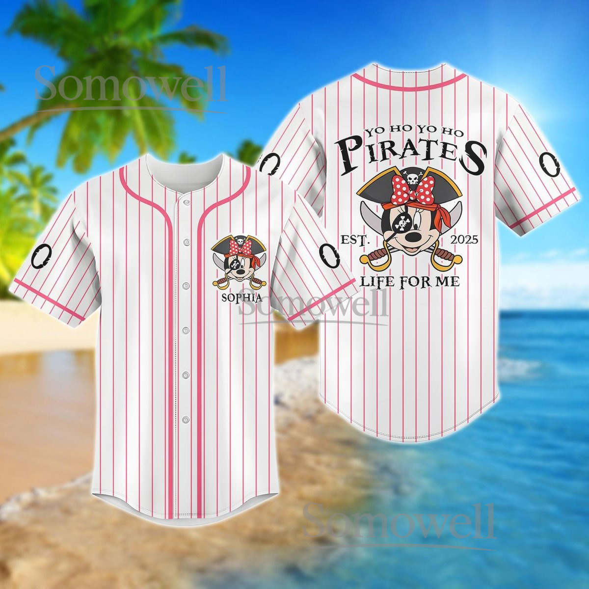 Custom Pirate Minnie Baseball Jersey Shirt Personalized Disney Pirate Gift