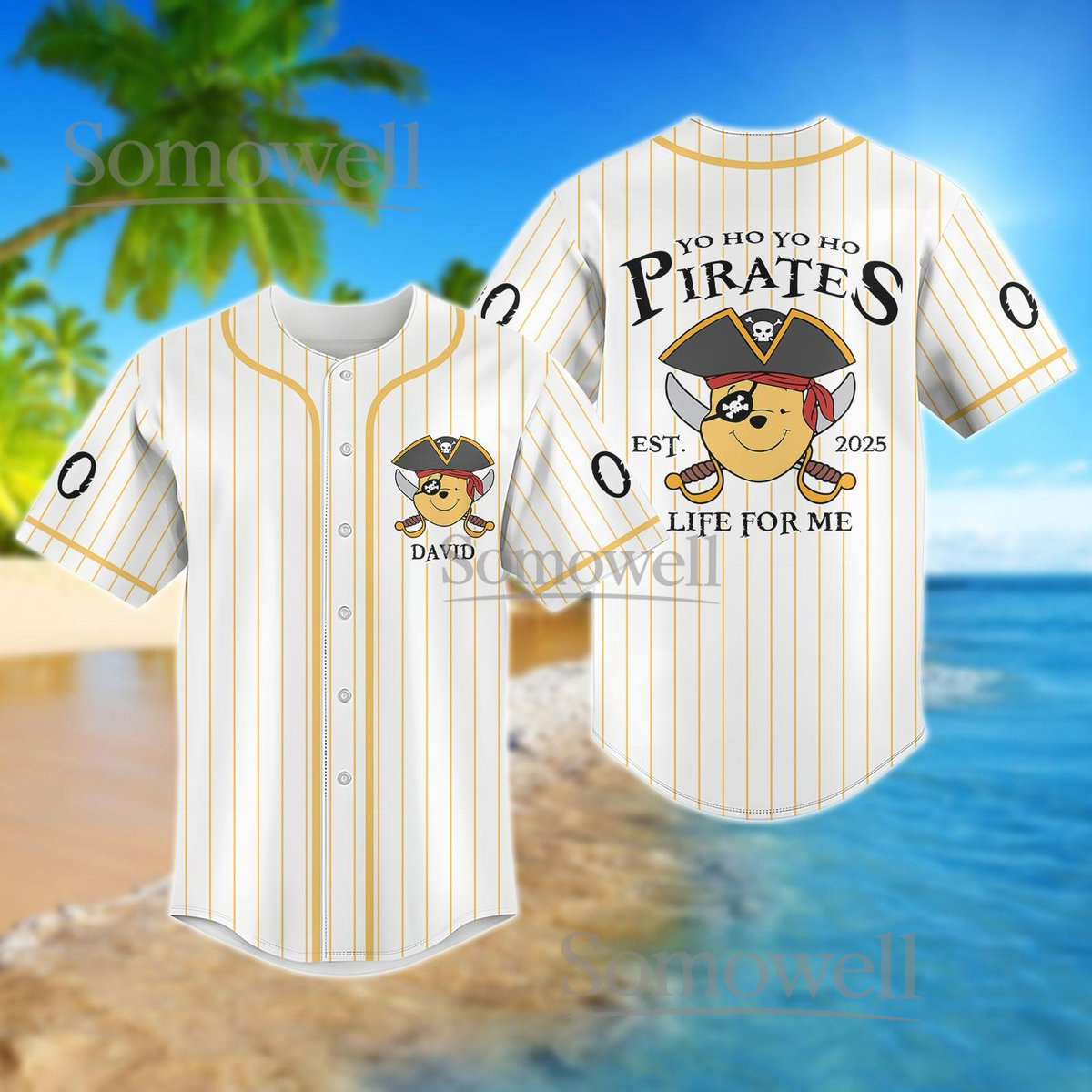 Custom Pirate Pooh Baseball Jersey Shirt Personalized Disney Character Gift