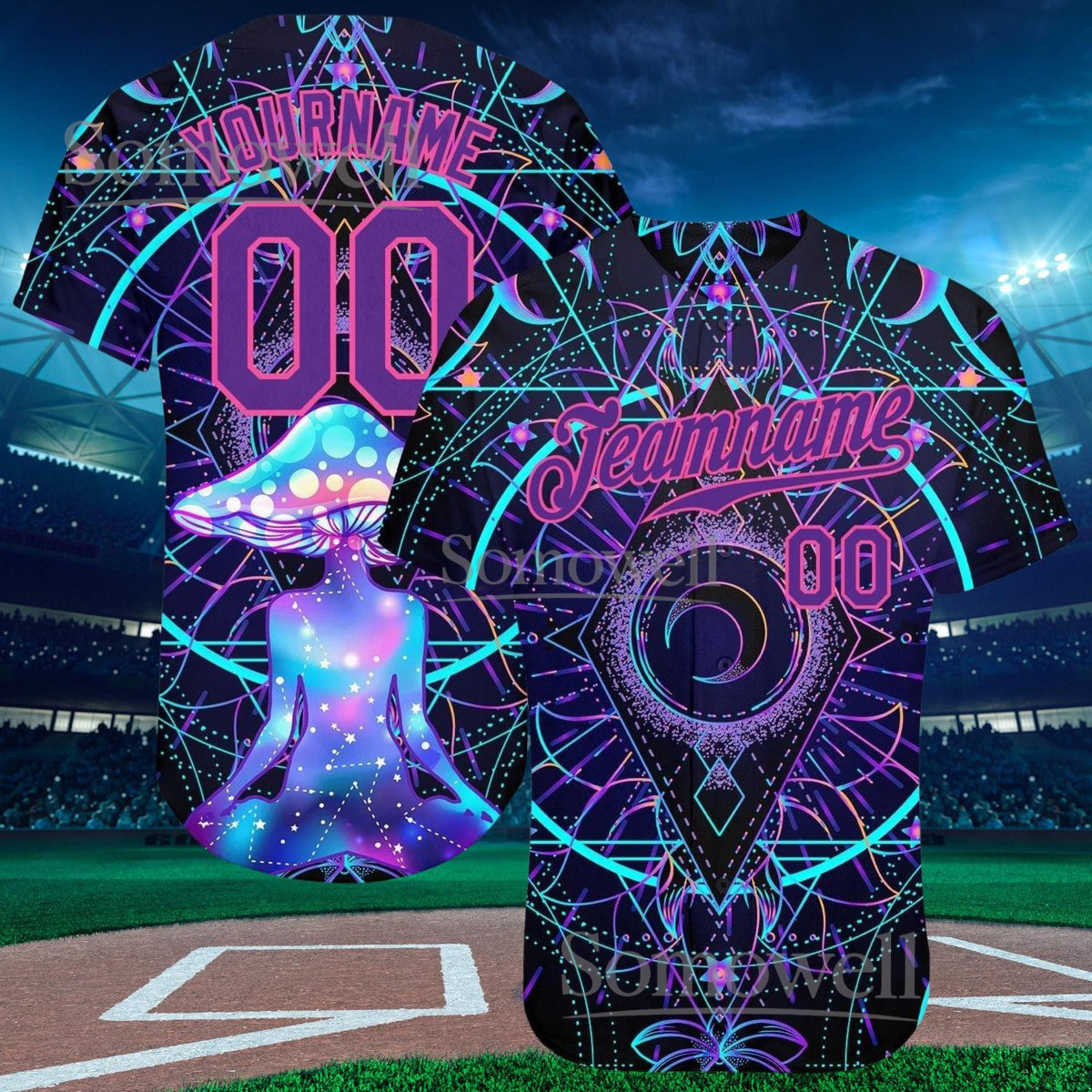 Custom Psychedelic Baseball Jersey Personalized Team Design Custom Name Number Gift