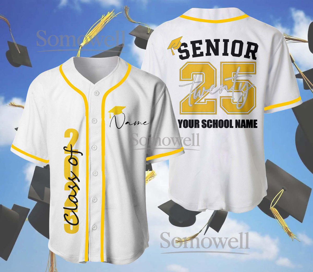 Custom Senior 2025 Baseball Jersey Shirt Personalized Graduation Class of 2025 Gift