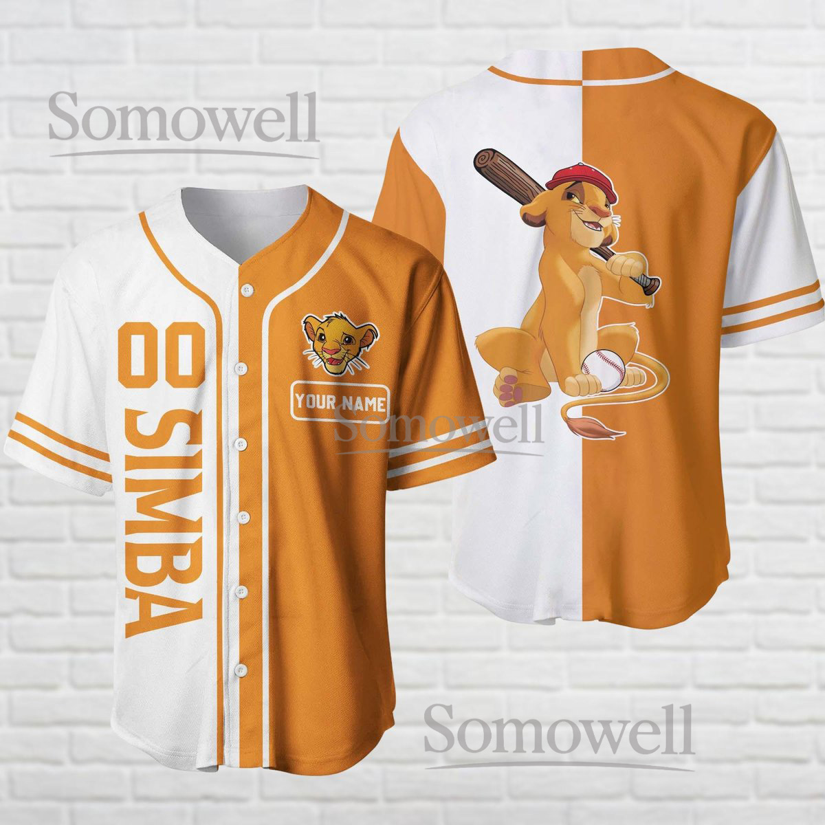 Custom Simba Baseball Jersey Shirt Cute Lion Cub Cartoon Sports Style Personalized Gift