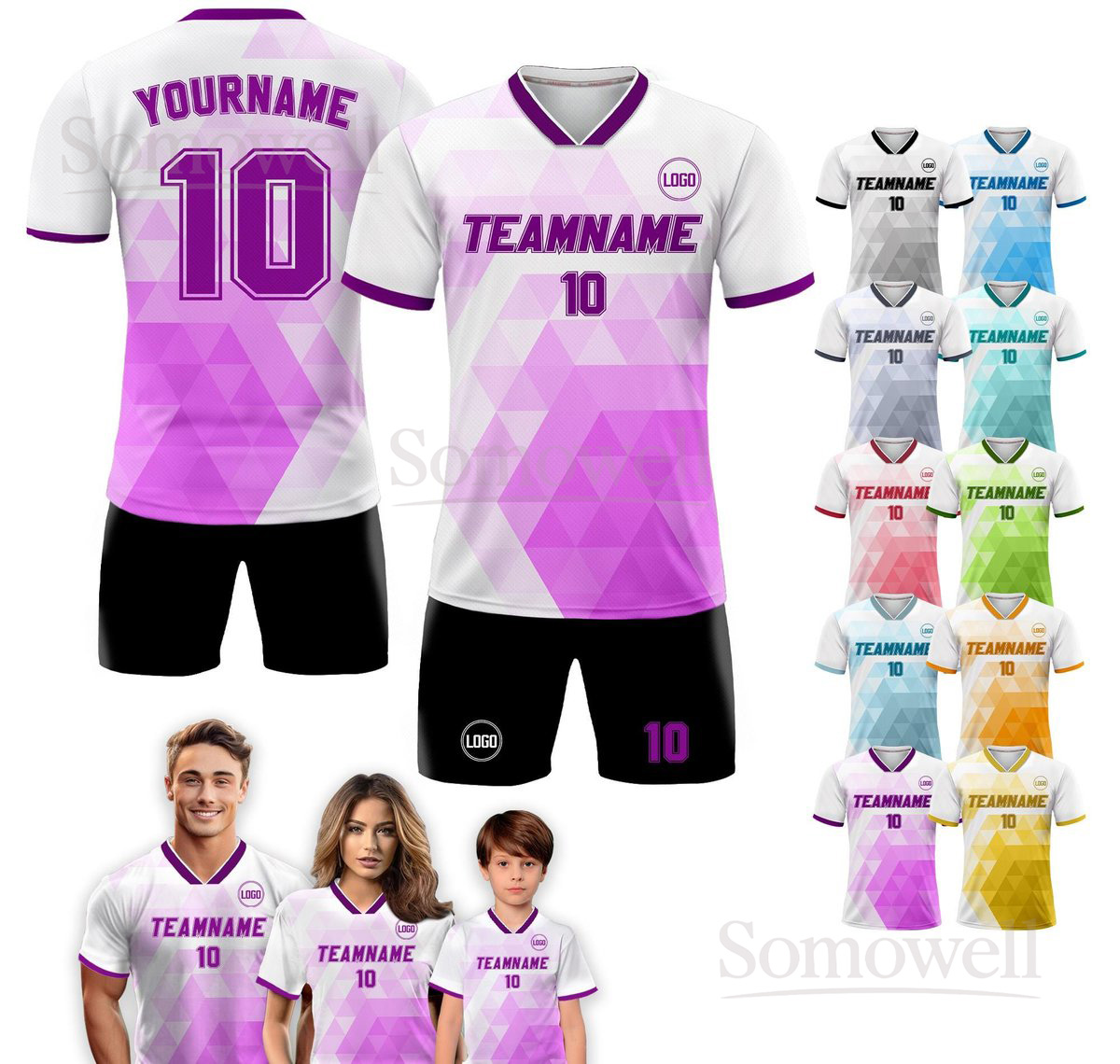 Custom Soccer Jersey for Adult and Kids Personalized Team Uniform in Multiple Colors
