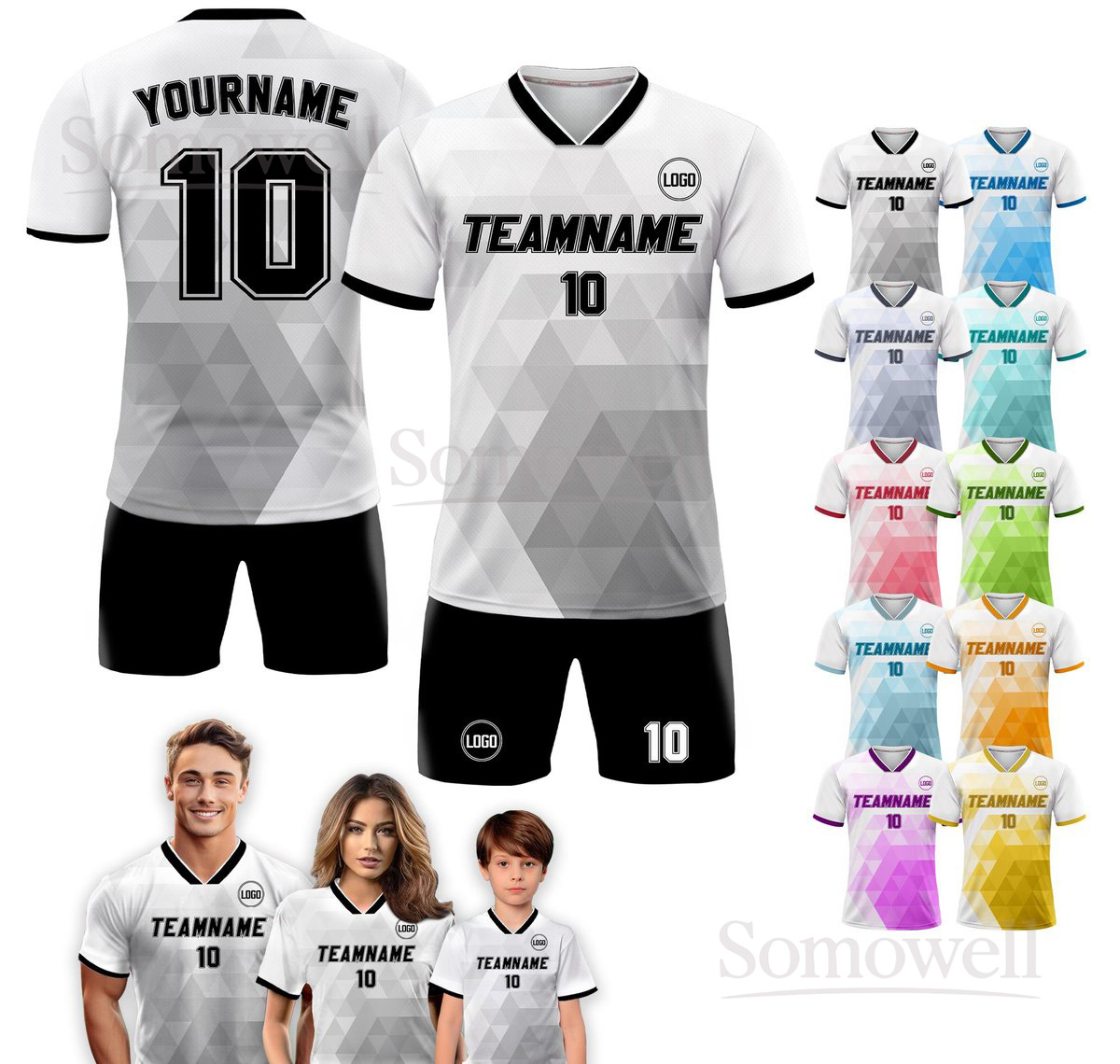 Custom Soccer Jersey Many Colors For Adult And Kid Team Uniform Personalized Name And Logo