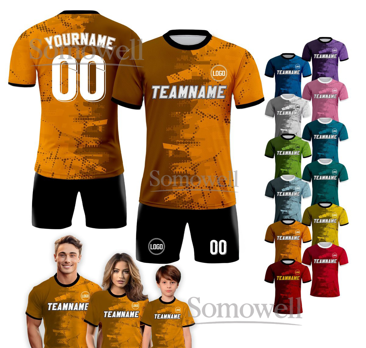 Custom Soccer Jersey for Men, Women, Youth, and Kids with Team Name and Number in Multiple Color Options