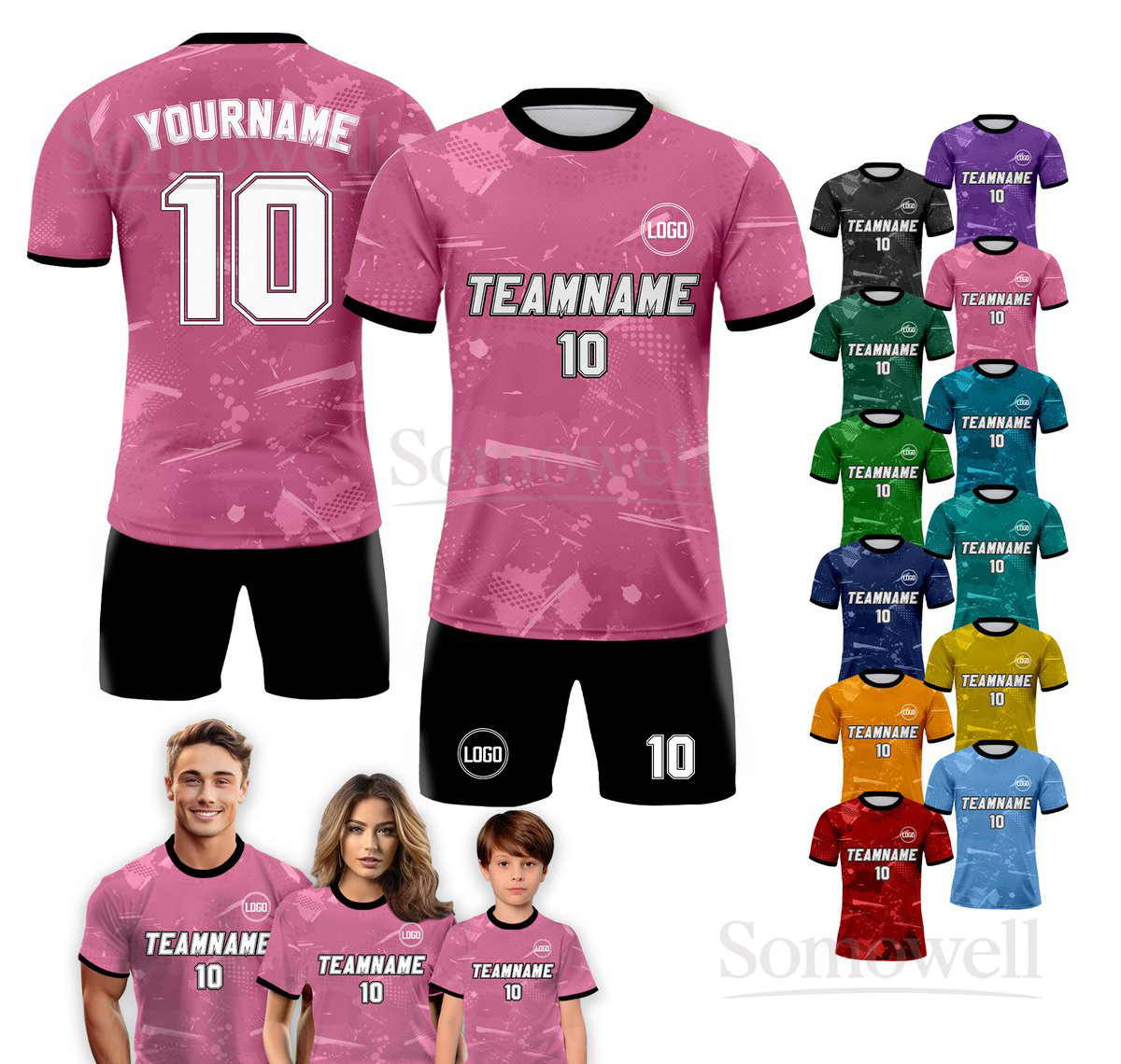 Custom Soccer Jersey for Men Women Youth Kid Team Uniform Personalized Name Number Set Multi Color Edition