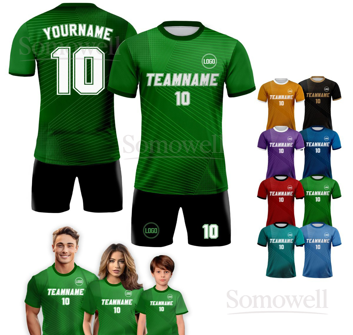Custom Soccer Jersey Line Texture Design Personalized Team Logo Name and Number Edition