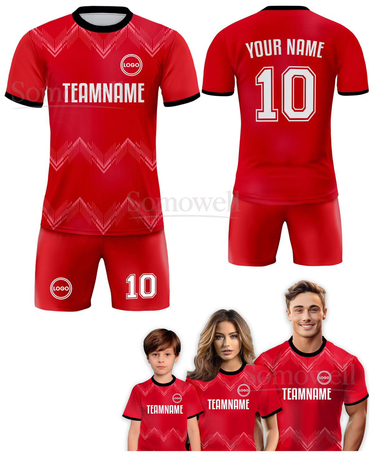 Custom Soccer Jersey for Men, Women, Youth, and Kids with Personalized Team Name and Number