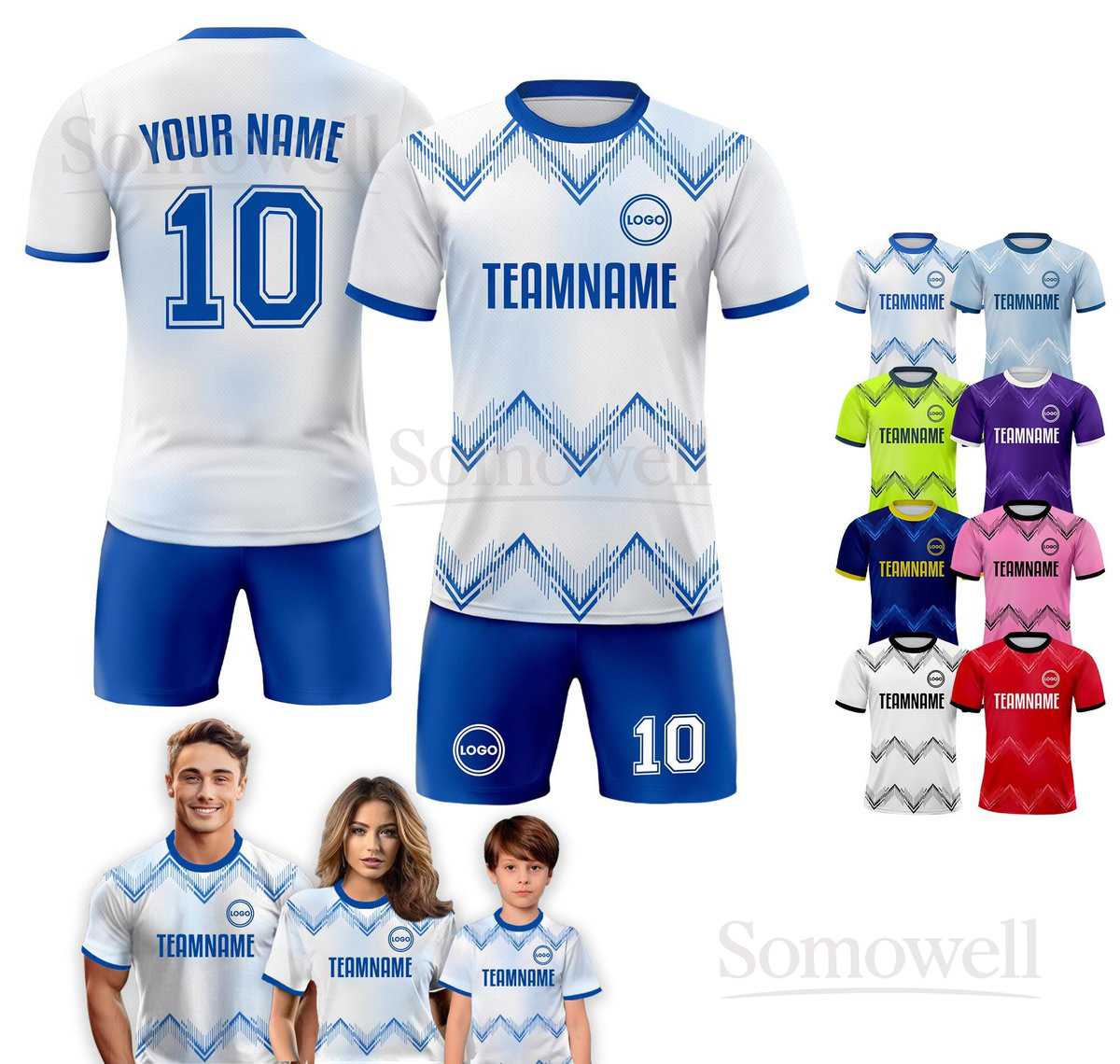 Custom Soccer Jersey for Men Women Youth and Kid Personalized Team Name Number Logo Sports Uniform Set Multi Color Edition