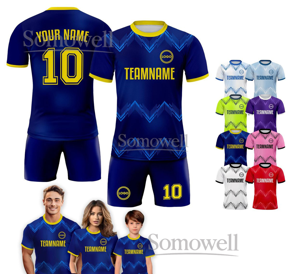 Custom Soccer Jersey for Men Women Youth with Personalized Team Name Logo Number Available in Multiple Colors
