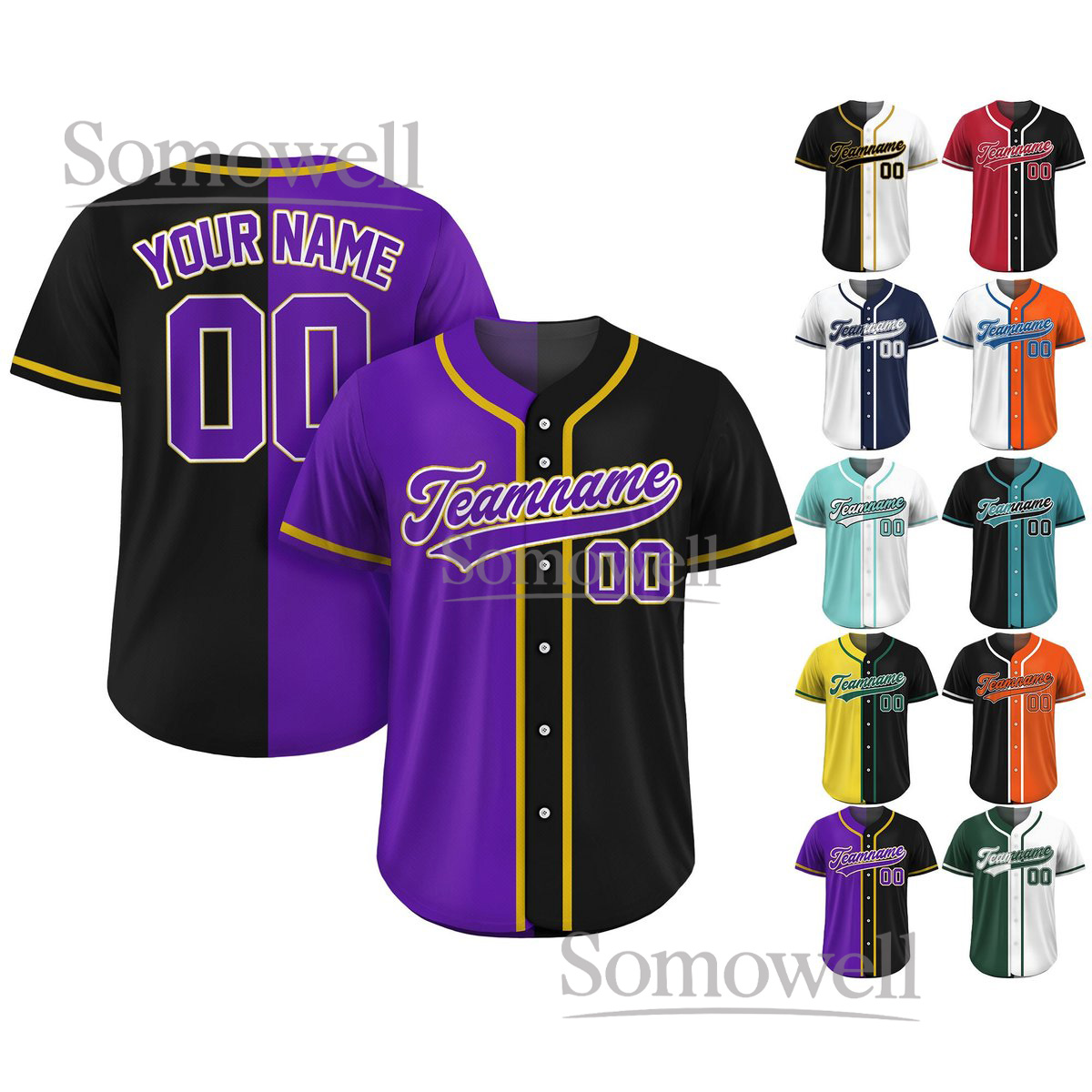 Custom Split Baseball Jersey for Adult and Kids Personalized Team Name and Number