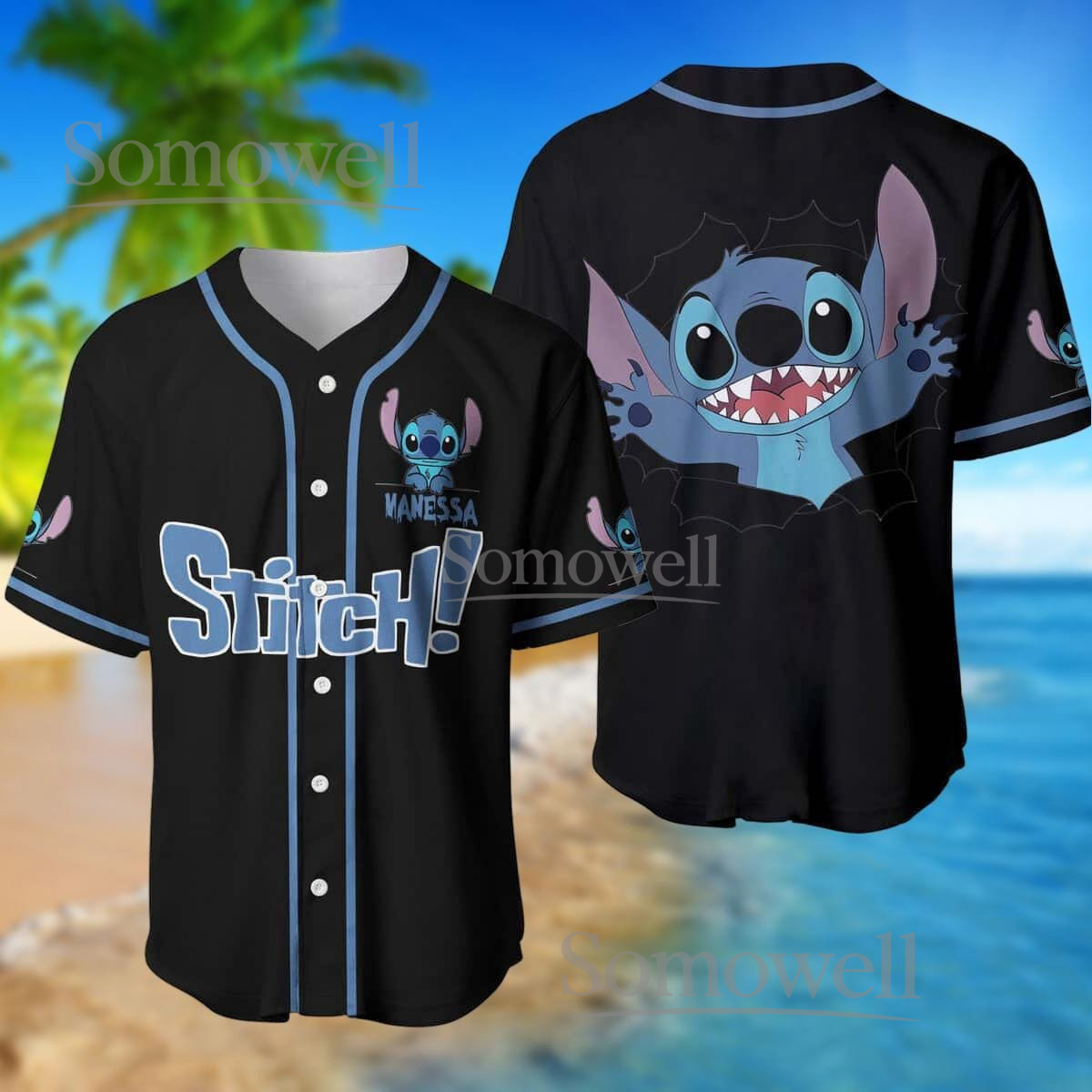 Custom Stitch Baseball Jersey Shirt Personalized Disney Ohana Gift