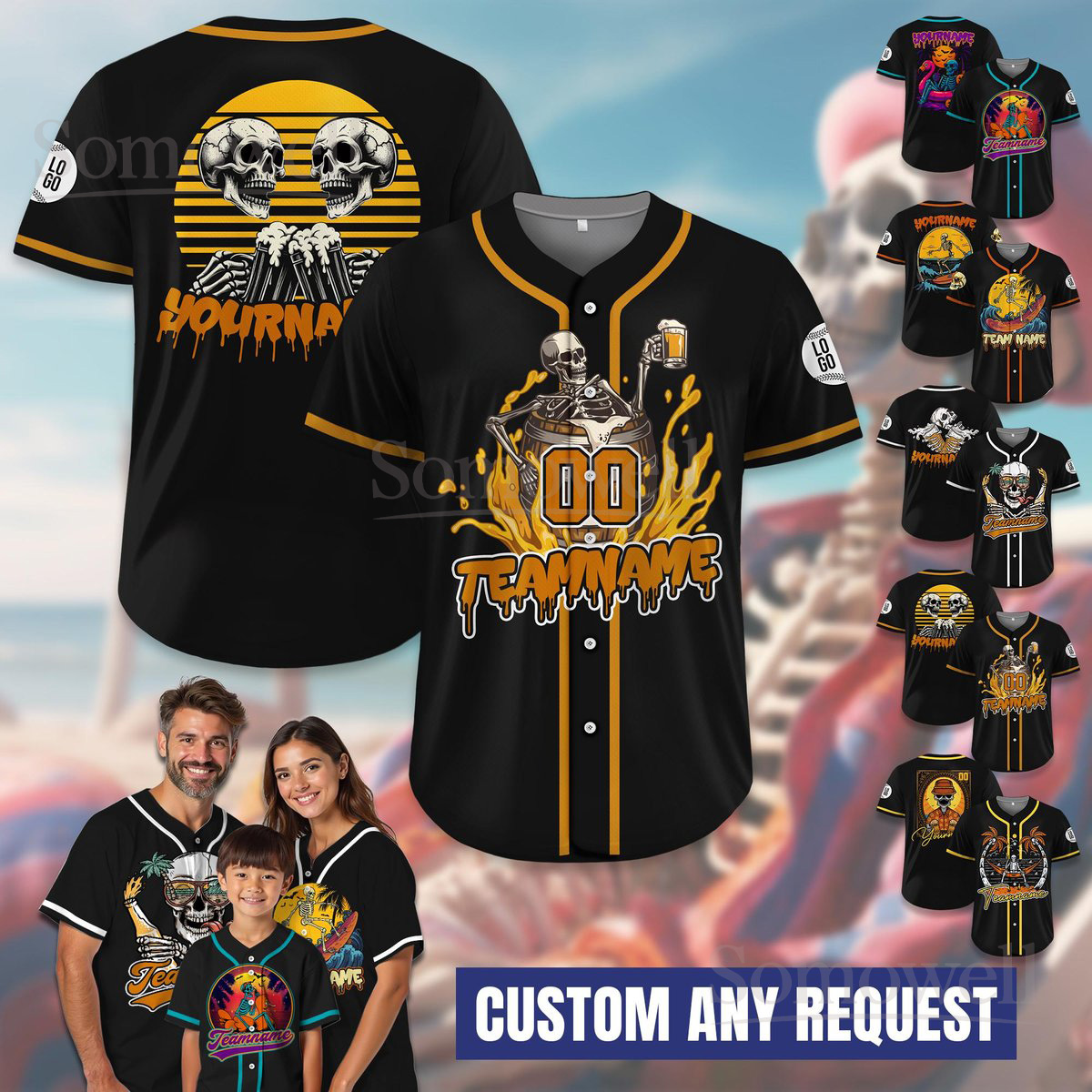 Custom Team Name Number Baseball Jersey Shirt Blue Gradient Multi-Color Personalized Sports Shirt