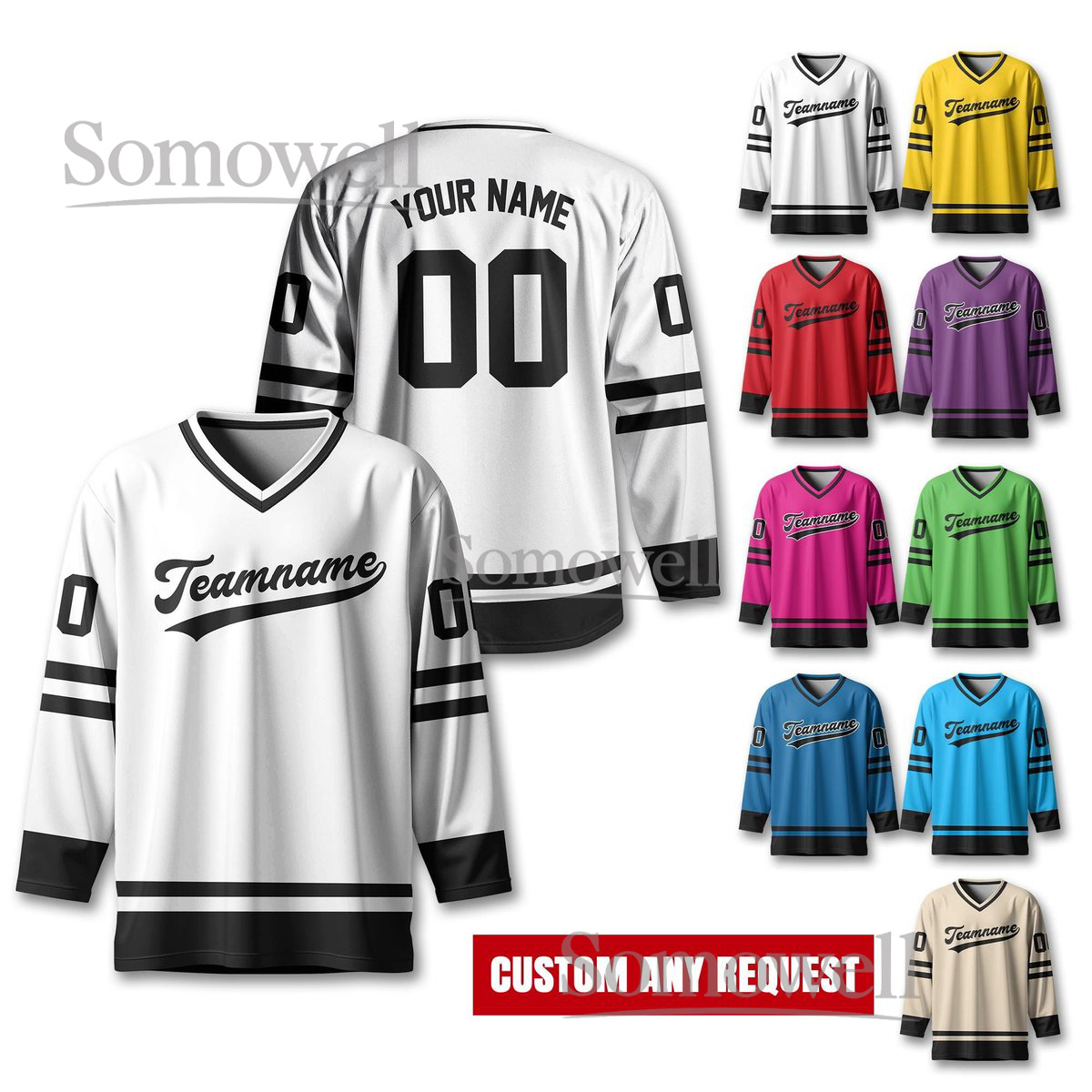 Custom Team Name and Logo Hockey Jersey for Men, Women, and Youth in Multiple Colors