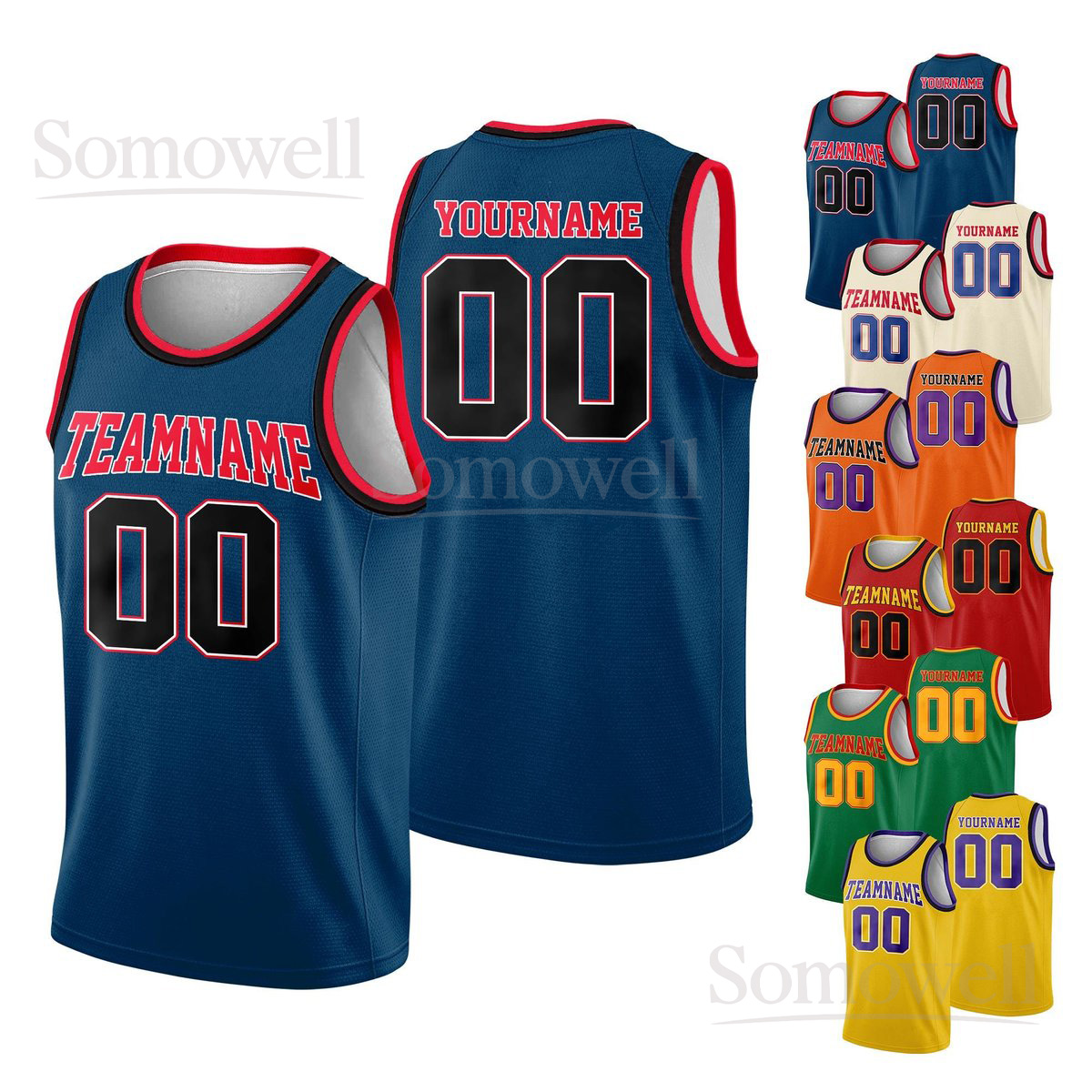 Custom Team Name Number Basketball Jersey Tank Top for Adult Kid Personalized Game Day Outfit Gift Multi Color Edition