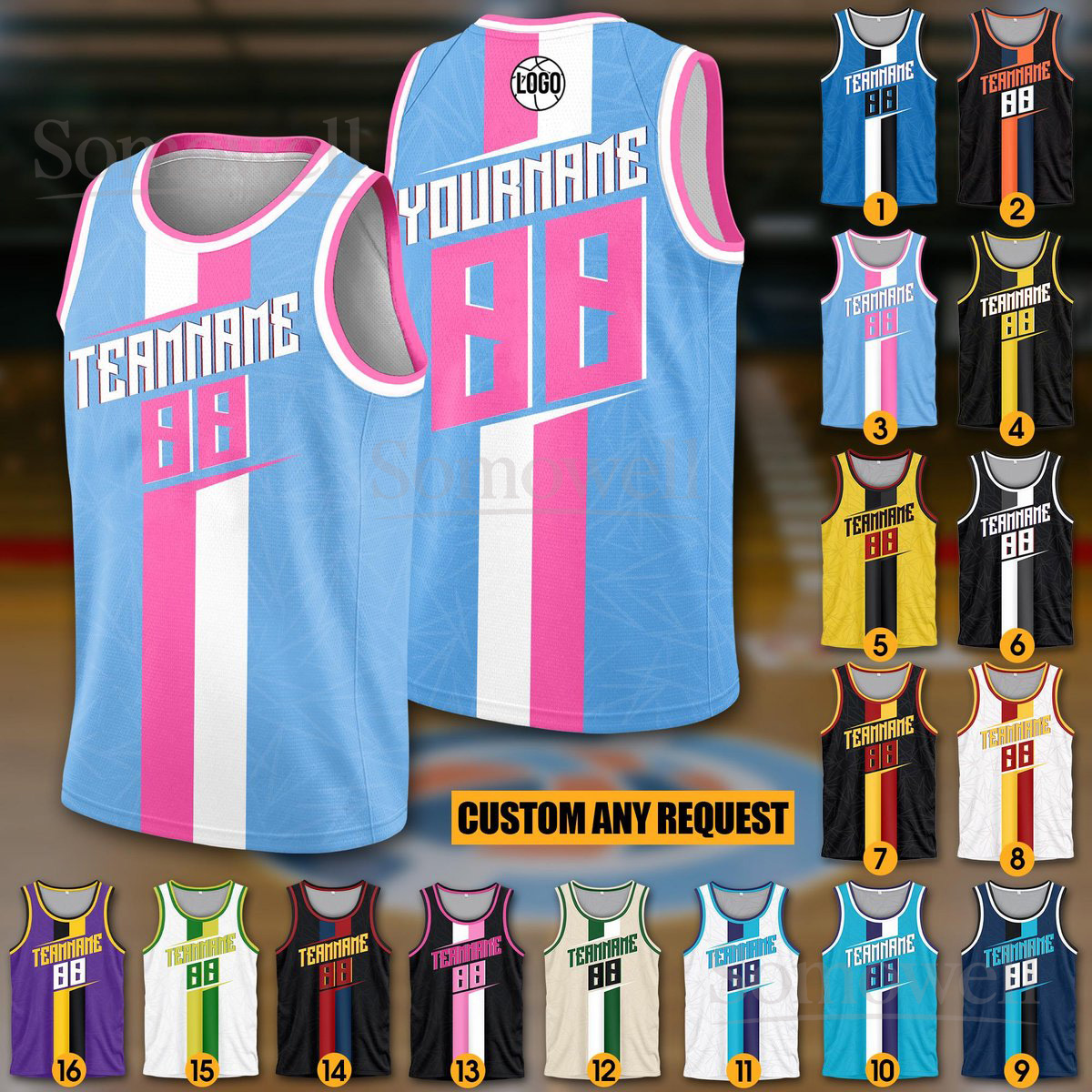 Custom Team Name Number Basketball Jersey Tank Top For Men Women Youth Kid in Multiple Colors