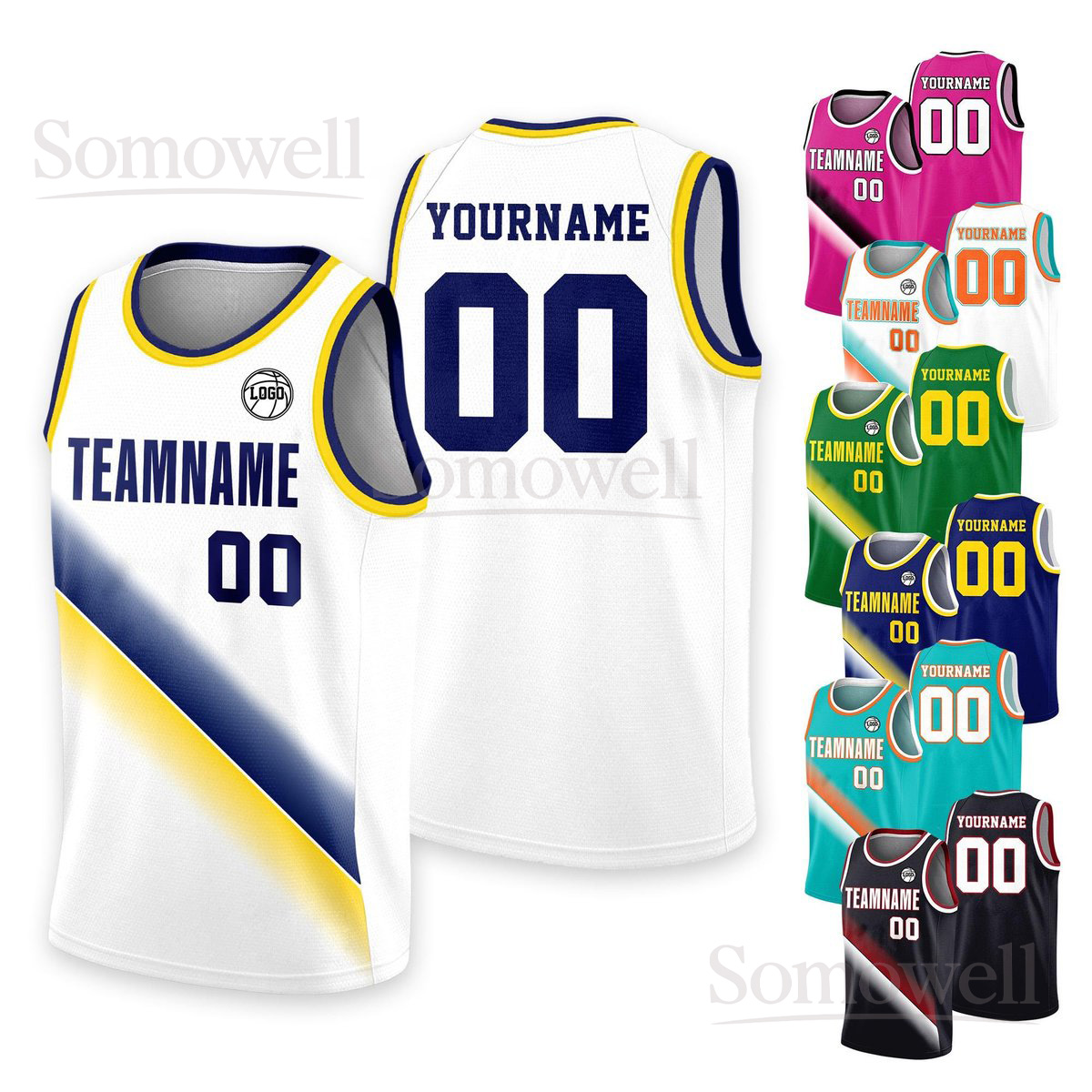 Custom Team Name Number Basketball Jersey Personalized Sleeveless Sports Top for Player Multi Color Edition