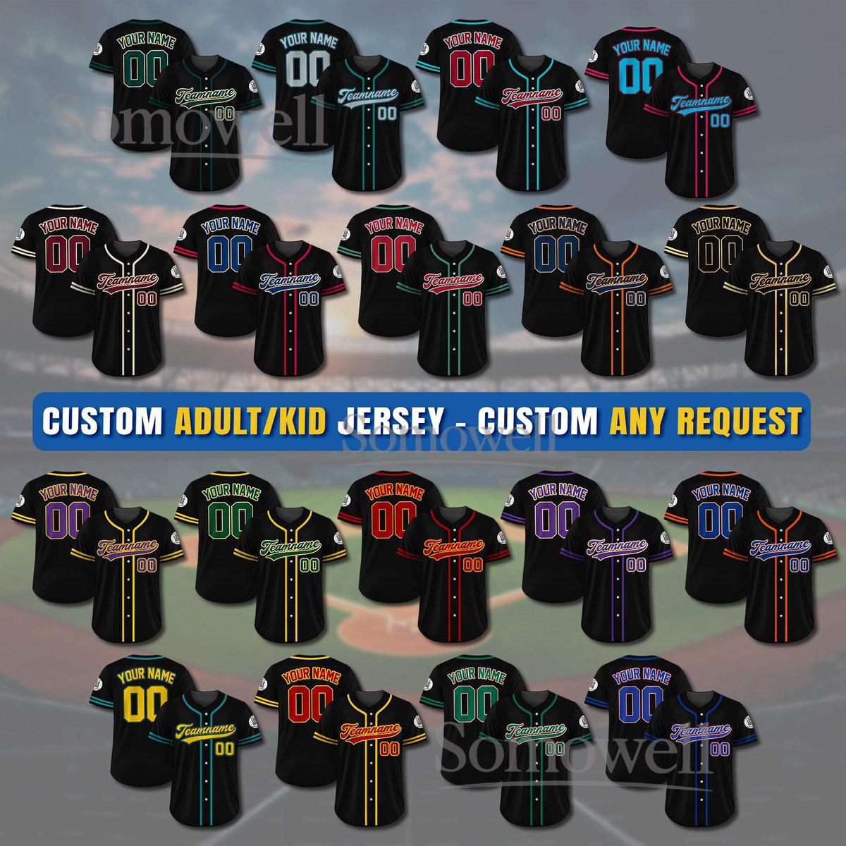 Custom Team Name and Number Baseball Jersey for Men Women Youth and Kids with Personalized Design