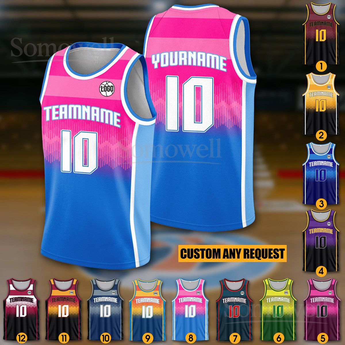 Custom Basketball Jersey Personalized Team Name Number and Logo for Men Women Youth and Kid Multi Color Edition
