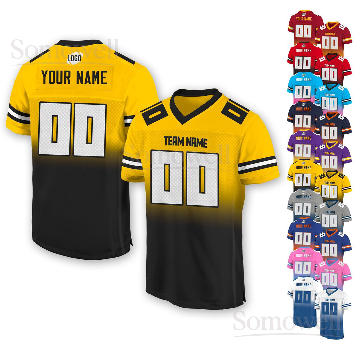 Custom Team Name Number Logo Football Jersey Many Colors For Men Women Youth Personalized