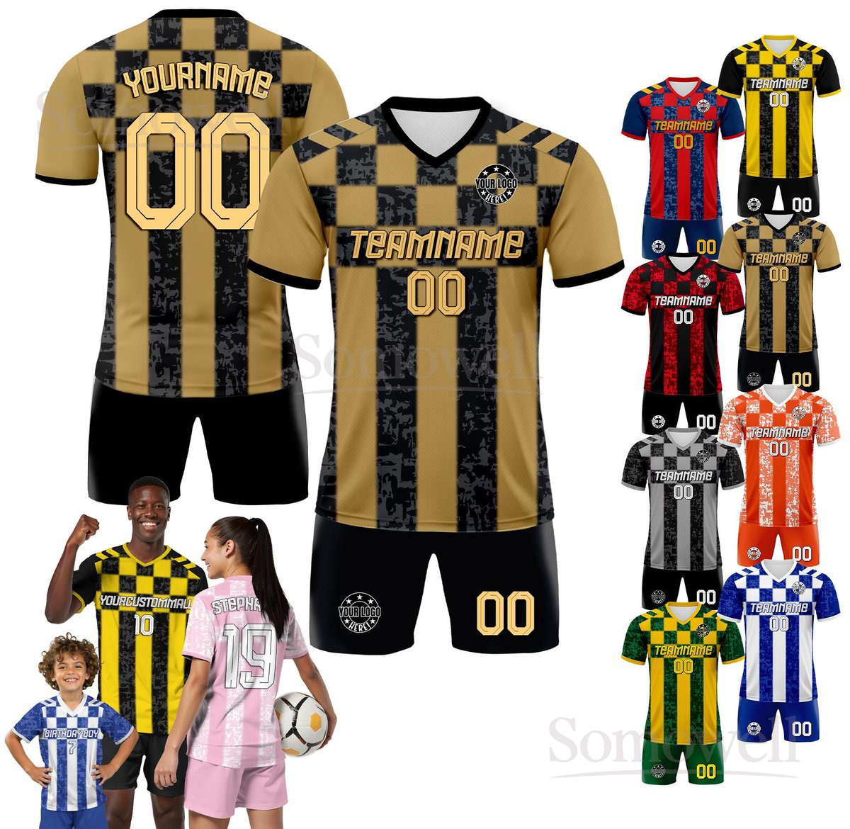 Customizable Soccer Jersey for Men, Women, and Kids, Personalized Team Uniform in Multiple Colors