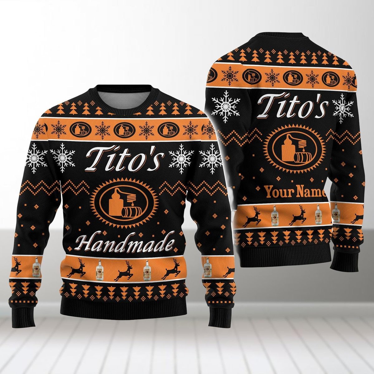Custom Tito’s Handmade Vodka Ugly Sweater Personalized Funny Booze Lovers Gift