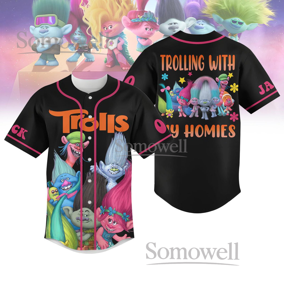 Custom Trolls Bands Together Baseball Jersey Shirt Trolling With My Homies Gift
