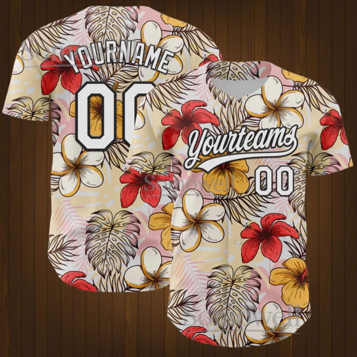 Personalized Tropical Floral Baseball Jersey with Aloha Theme for Custom Team Shirt
