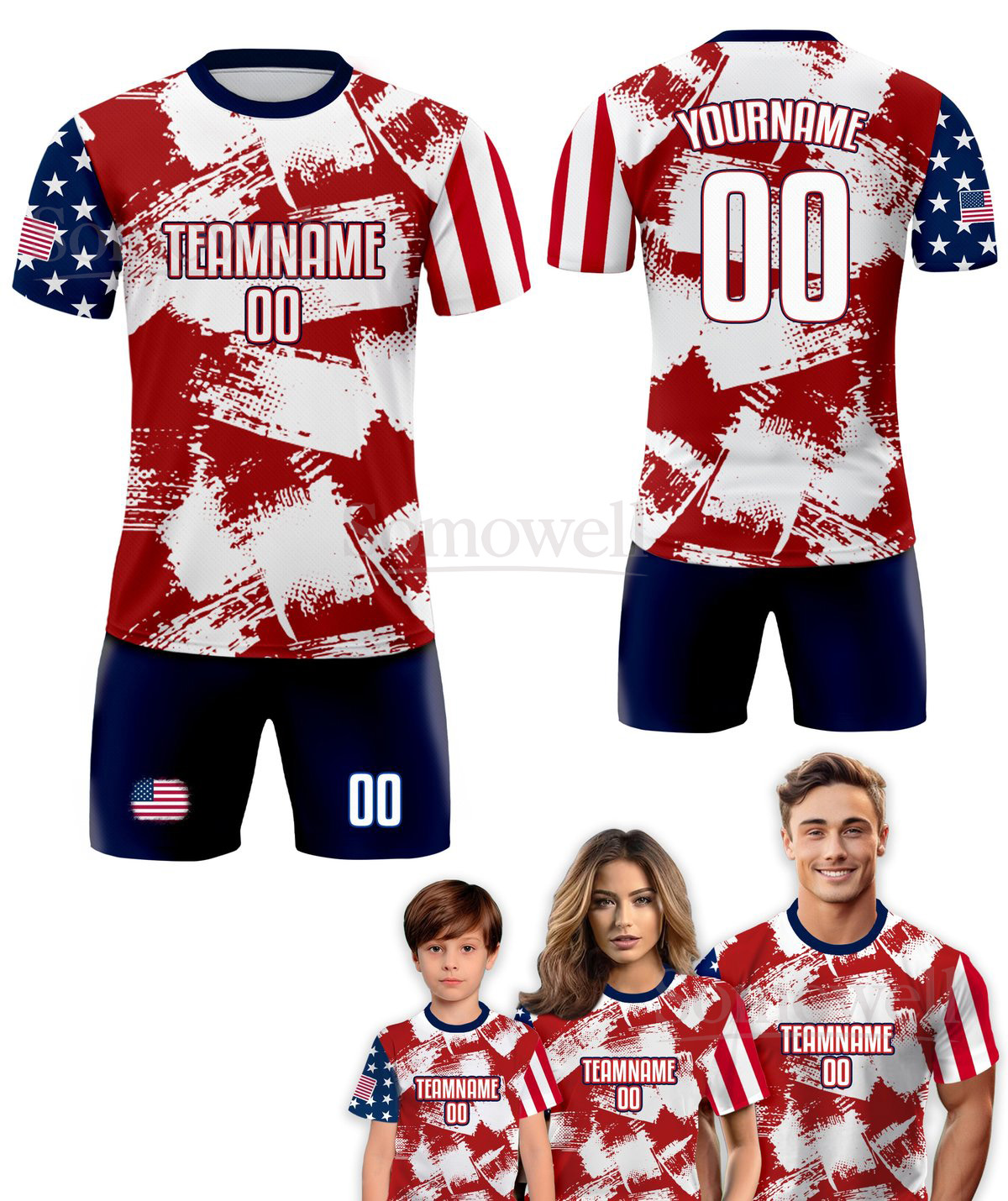 Custom USA Soccer Jersey for Men Women Youth Kid Shirt for Fans Player in Multiple Colors