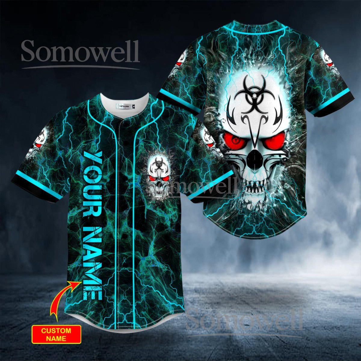 Custom Valknut Raven Norse Runes Viking Baseball Jersey Design with Custom Team Name and Number