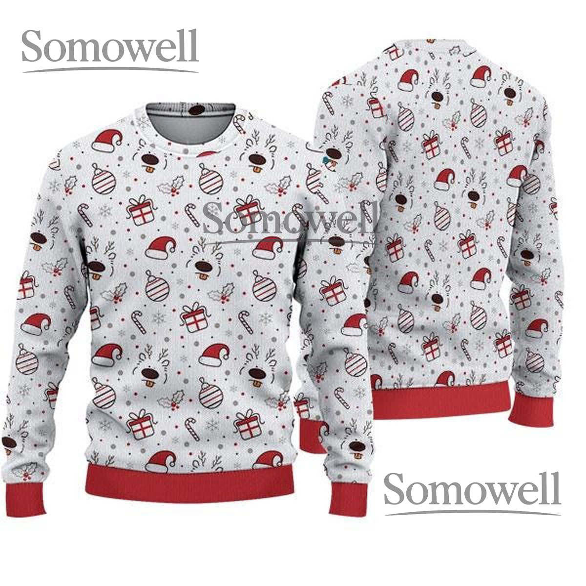 Cute Christmas Reindeer Knitted Sweater Christmas Ugly Sweater Cozy Winter Gift for Her