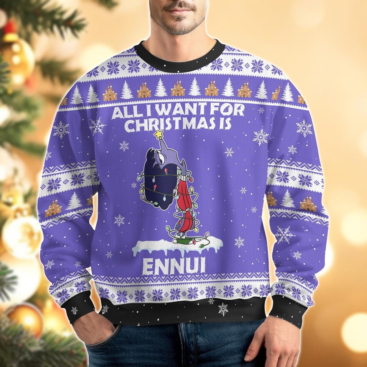 Inside Out Ennui Purple Ugly Christmas Sweater Funny Holiday Winter Pullover
