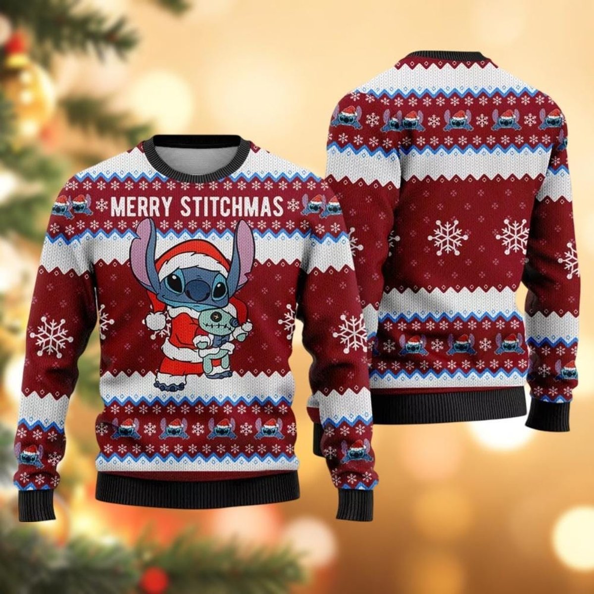 Merry Stitchmas Red Ugly Christmas Sweater Funny Holiday Knit Pullover Gift Idea