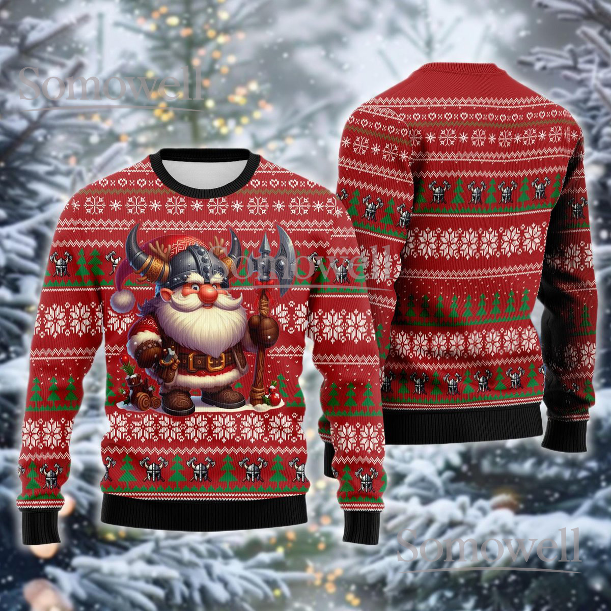 Viking Santa Claus Ugly Christmas Sweater Funny Norse Warrior Holiday Gift