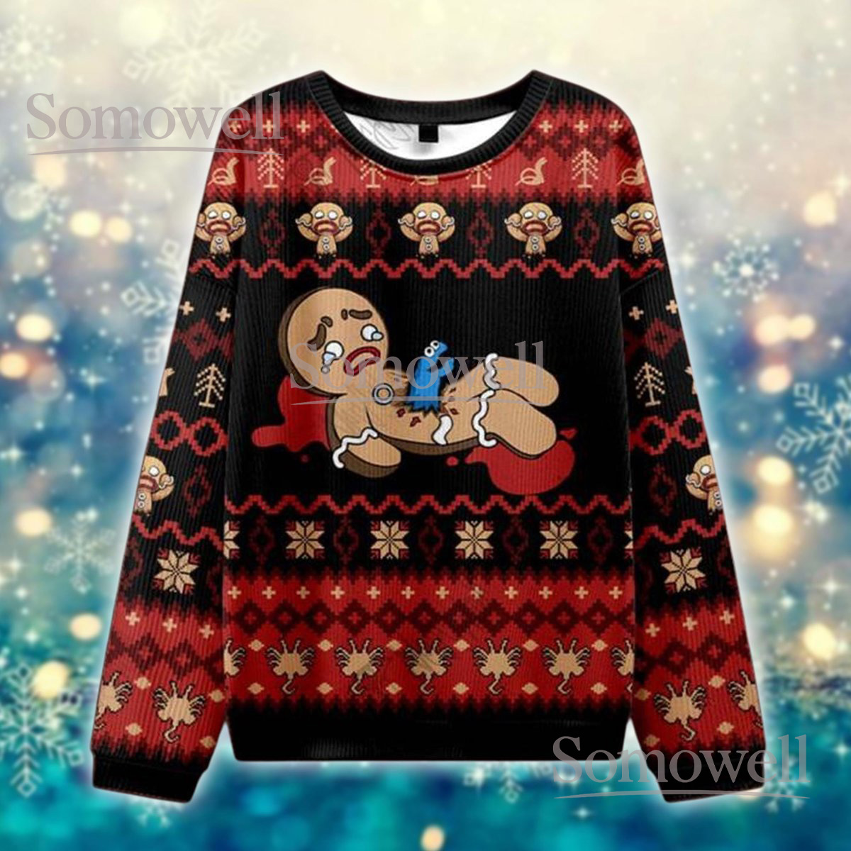 Dark Gingerbread Christmas Black Ugly Sweater Funny Cookie Holiday Knit Jumper Design