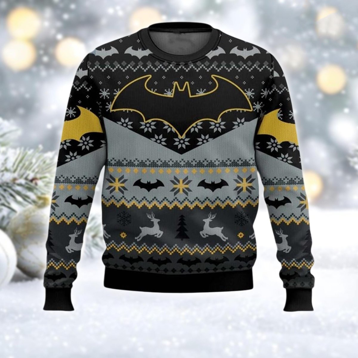 Batman Dark Knight Logo Ugly Christmas Sweater DC Comics Holiday Gift