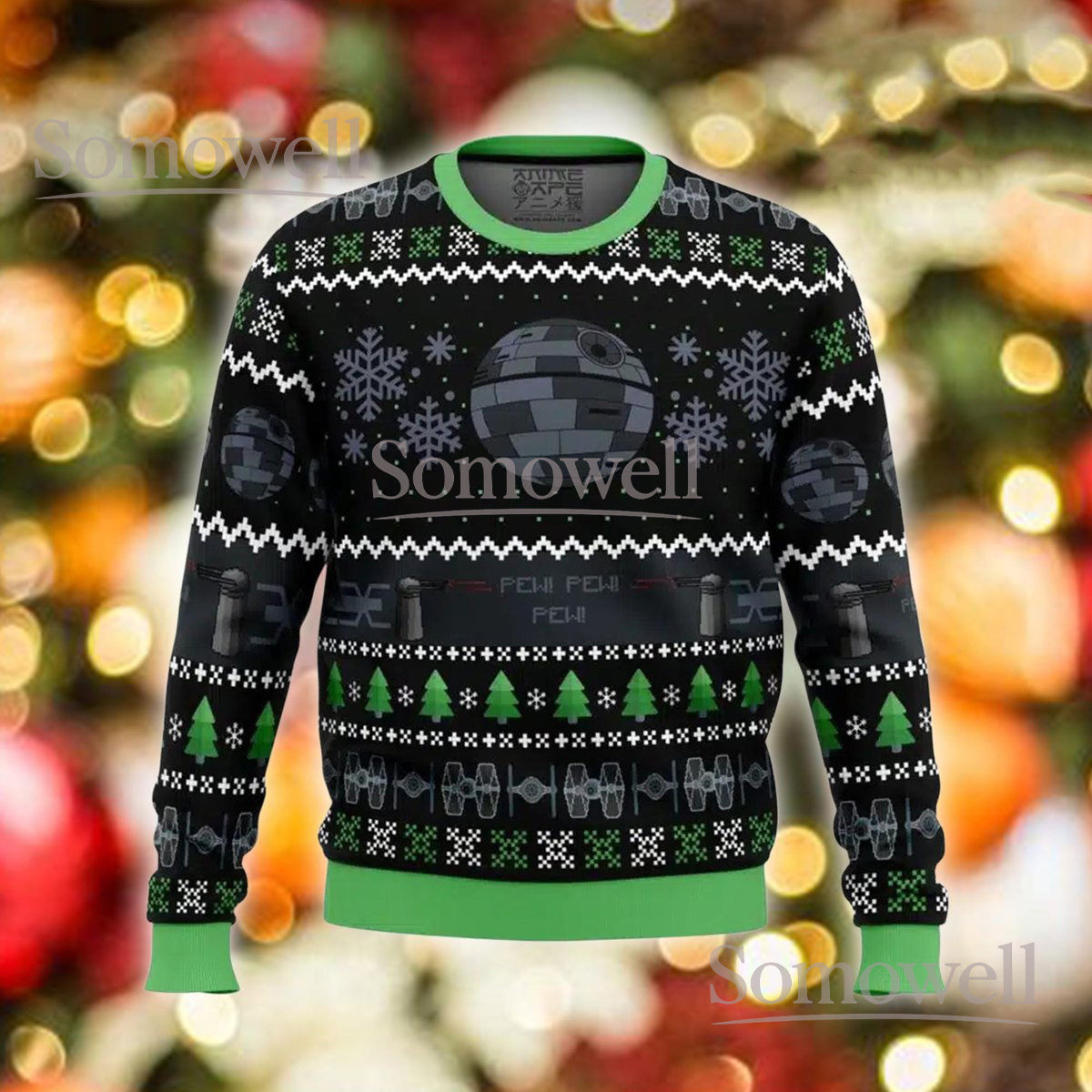 Death Star Christmas Black Ugly Sweater Galactic Battle Holiday Knit Jumper