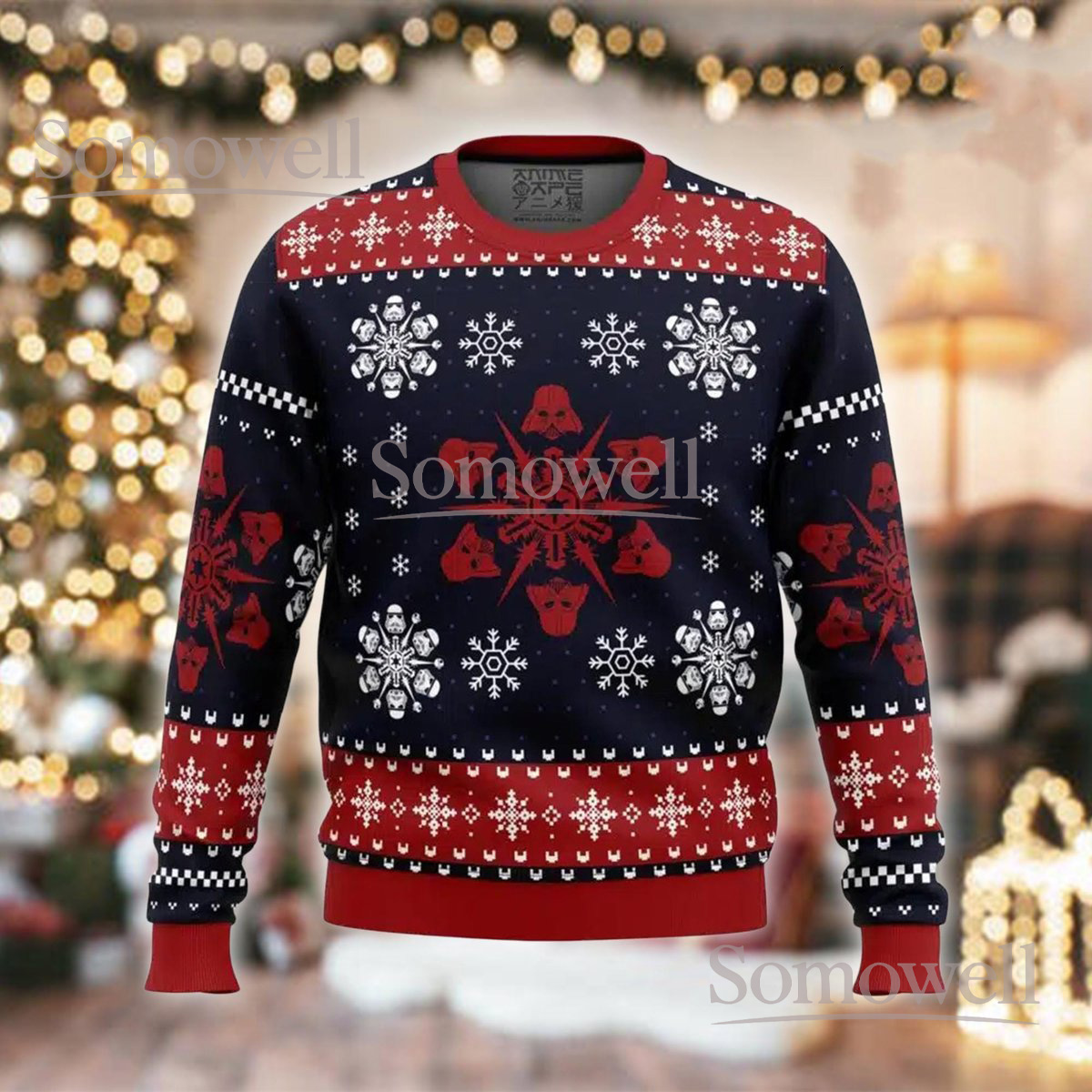Dark Side Christmas Black Ugly Sweater Star Pattern Galactic Holiday Knit Jumper