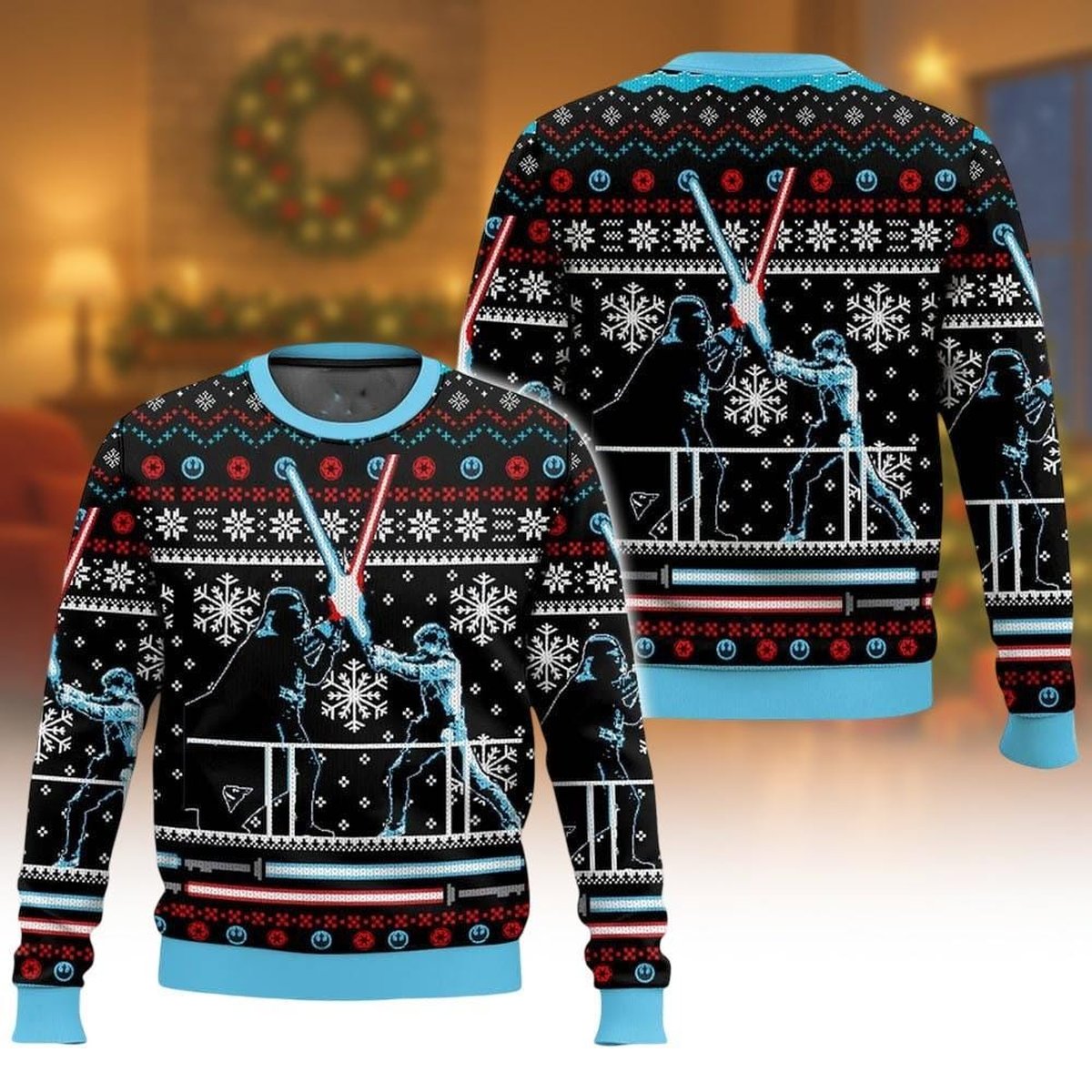 Darth Vader And Luke Skywalker Ugly Christmas Sweater Star Wars Battle Holiday Jumper