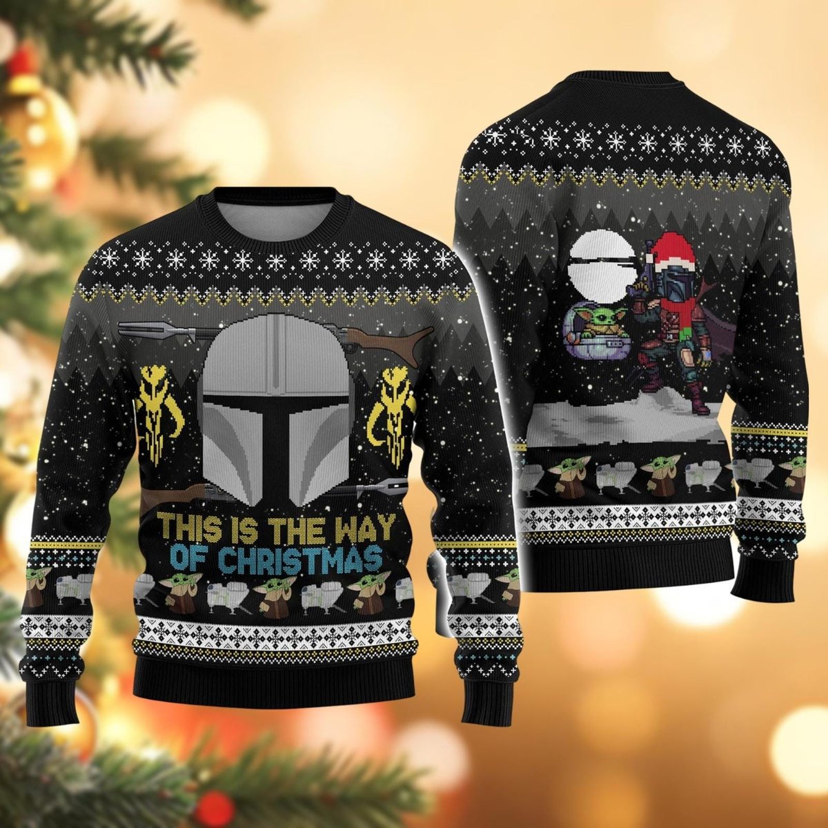 The Mandalorian And Baby Yoda Black Ugly Christmas Sweater This Is The Way Gift