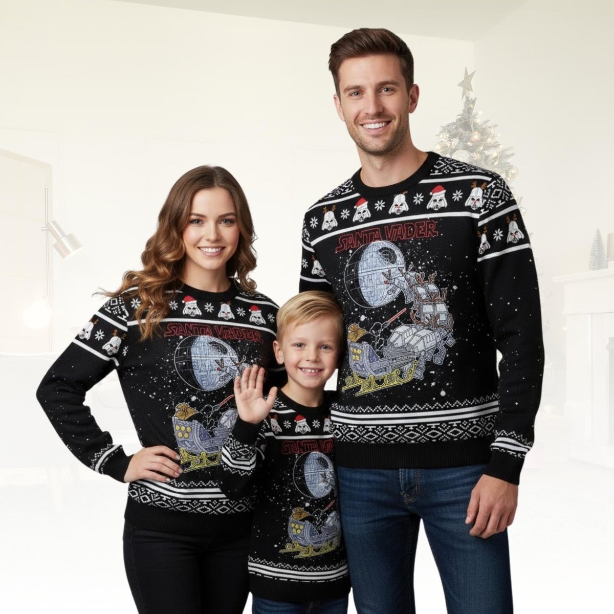 Darth Vader Santa Star Wars Ugly Christmas Sweater Funny Black Holiday Jumper