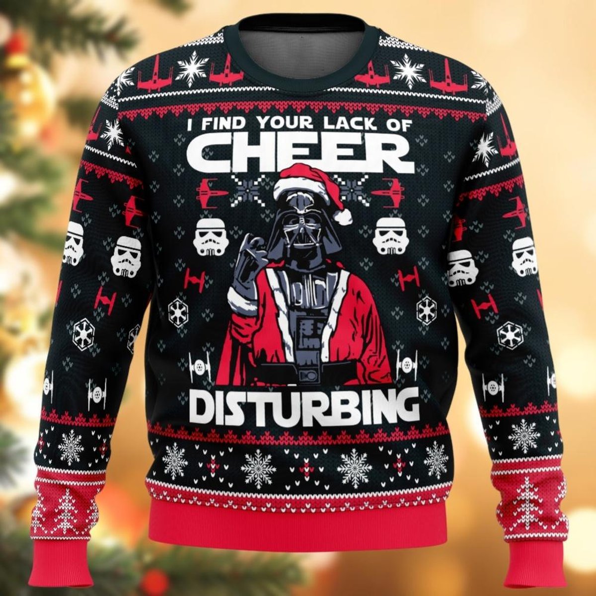 Darth Vader Santa Cheer Disturbing Black Red Ugly Christmas Sweater Funny Gift
