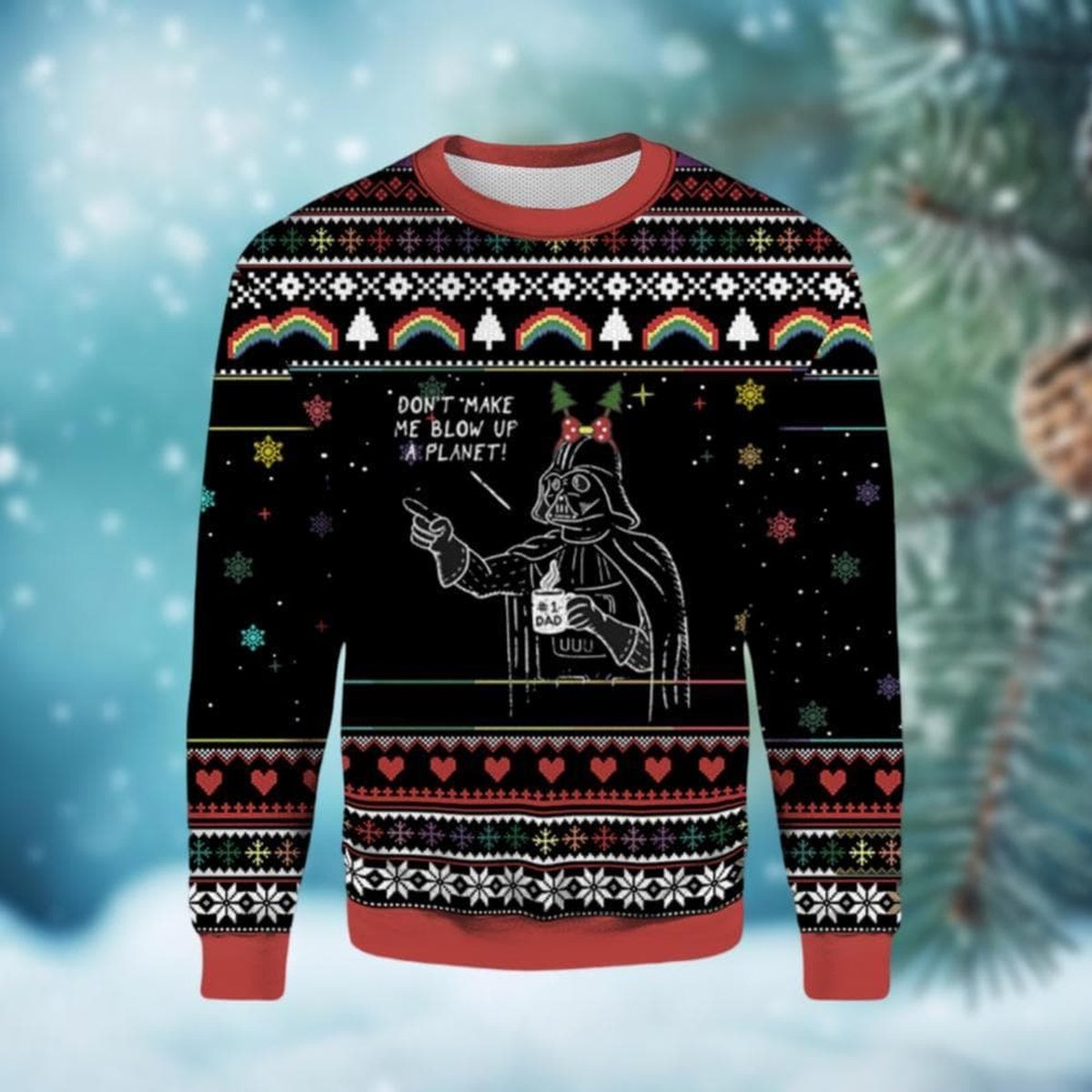 Darth Vader Dont Make Me Blow Up A Planet Ugly Christmas Sweater Funny Holiday Jumper