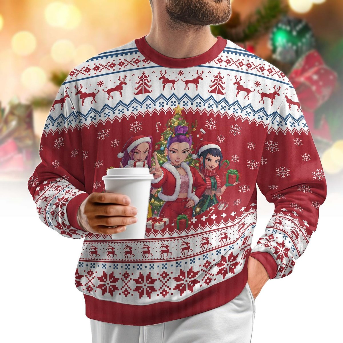 Demon Hunter Ugly Sweater Anime Gamer Movie Fans Christmas Holiday Gift