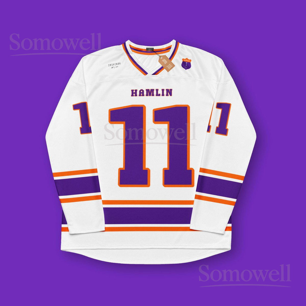 Custom Denny Hamlin NASCAR Jersey Shirt for Motorsport Fans White and Purple Joe Gibbs Racing Team Apparel