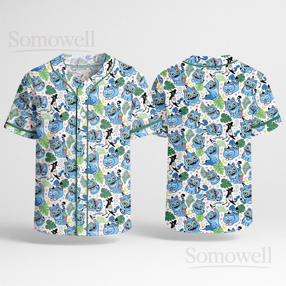 Custom Derpy Tiger Baseball Jersey Shirt for Cartoon Fans Fun Blue and Orange Tiger Pattern Summer Outfit